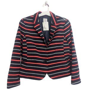 Gap The Academy Blazer Jacket NWT Neon Coral and Navy Blue Womens Size 12 Petite